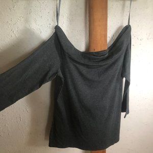 loft off shoulder dark grey 3/4 sleeve shirt